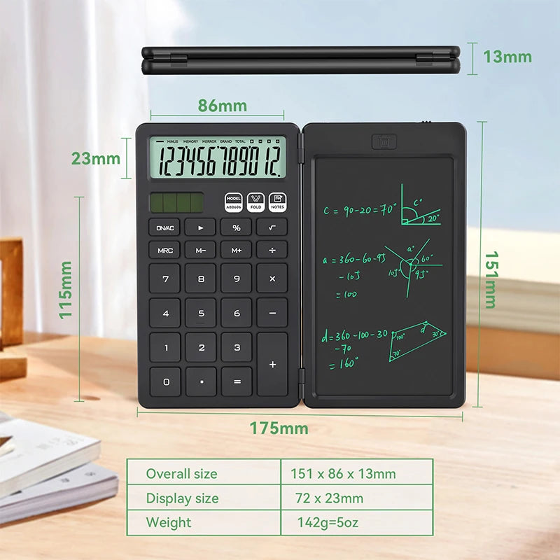 Upgraded Basic Calculator with 6.5 Inch Notepad Standard Calculator Pocket 12 Digits Function 2 in 1 Portable for School Office