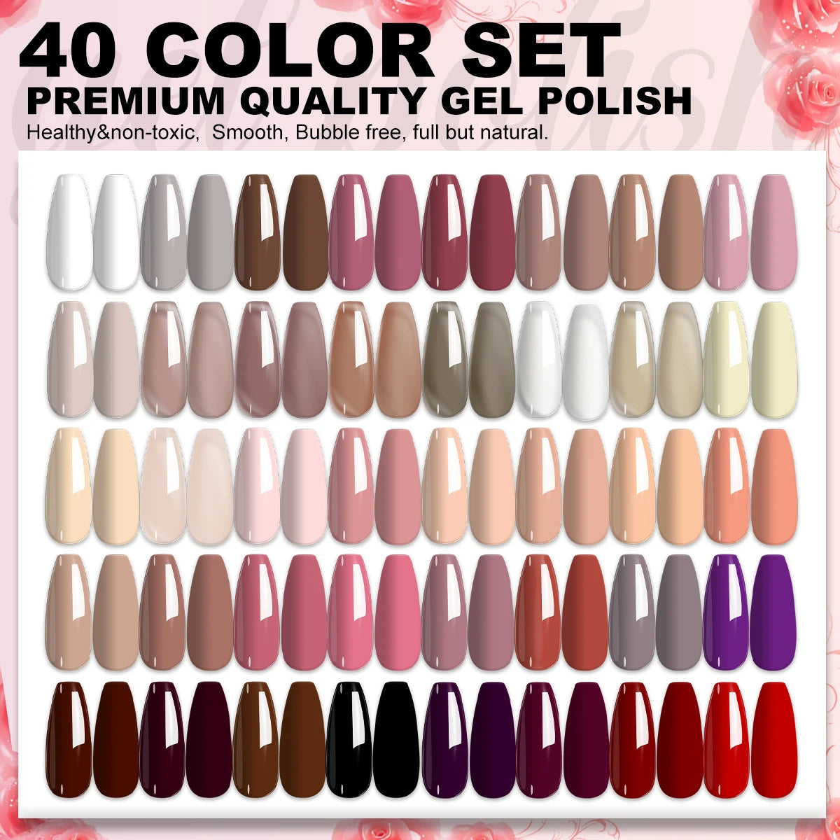 LIMEGIRL 8ML Nail Polish Gel Set 40 Color UV Gel Semi-Permanent Soaking Varn Nail Polish Suitable for Beginners Nail Art Kit