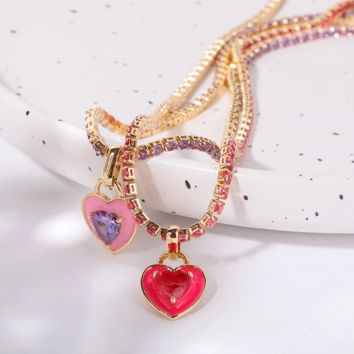 Mesh Chain Colored Zircon Necklace Jade Zircon Chocolate Short Necklace Gold Plated Color Preserving