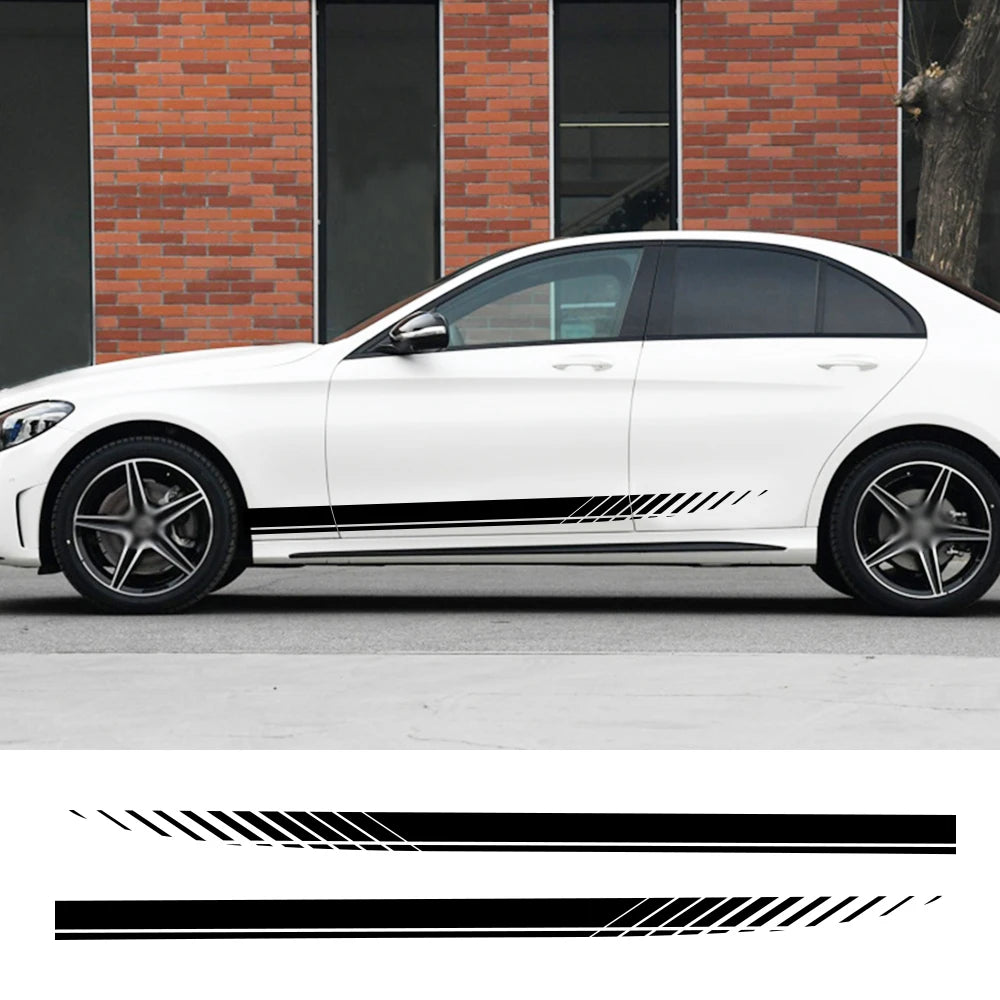 2-Piece Car Racing Stripe Vinyl Decals for Side Skirts - 74.8"x3.5" (190x9cm) Universal Fit SUV Truck, High Adhesive Waterproof