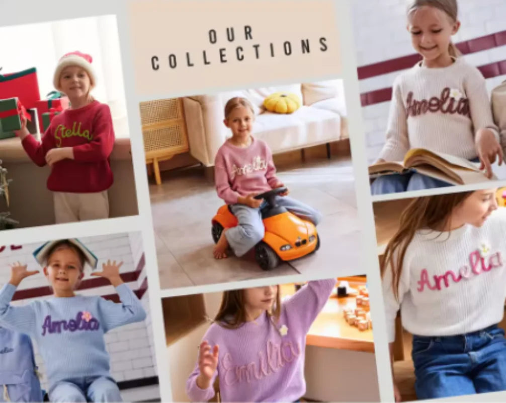 Custom Sweater Crewneck Pullovers For Kids Embroidered Exquisite Design Baby Shower Gift Personalized Unique Name By Hand-made