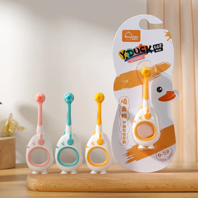 Infant Toothbrush Cute Baby 0-3 Years Old Cartoon Small Head Baby Toothbrush Individually Packaged Bottom Suction Cup Can Stand