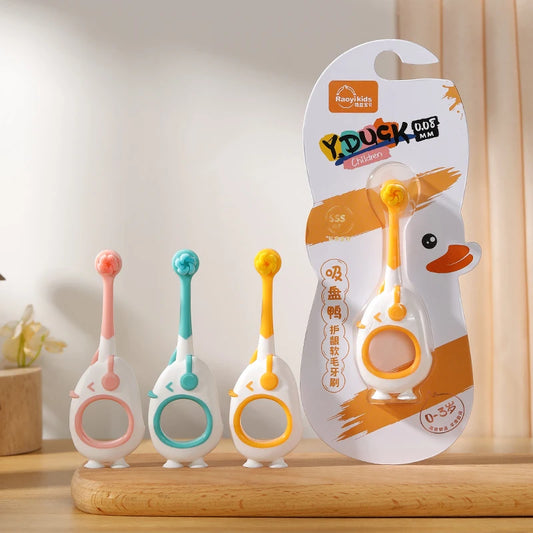 Infant Toothbrush Cute Baby 0-3 Years Old Cartoon Small Head Baby Toothbrush Individually Packaged Bottom Suction Cup Can Stand