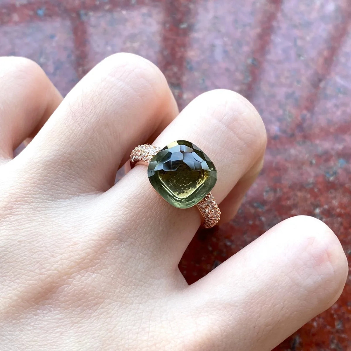 12.6mm   Ring Candy Style Zircon Ring Flat Pink Green Purple Crystal Ring For Women Candy Ring Fashion Jewelry Gift