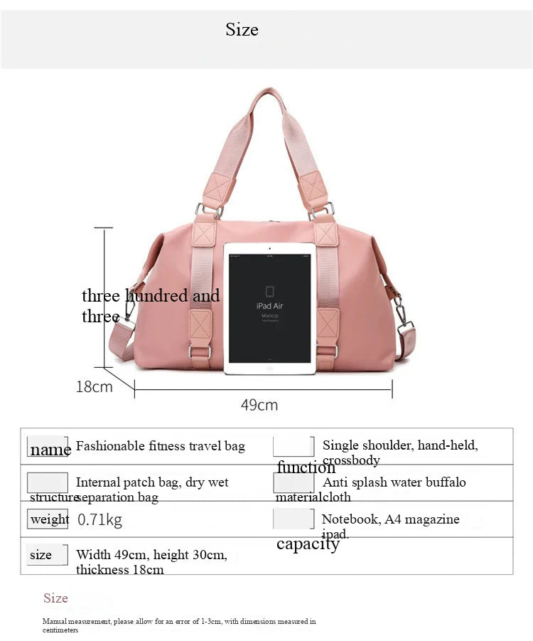 Large Gym Bag with Wet Dry Compartment | Sport Duffel for Women Men | Travel Tote