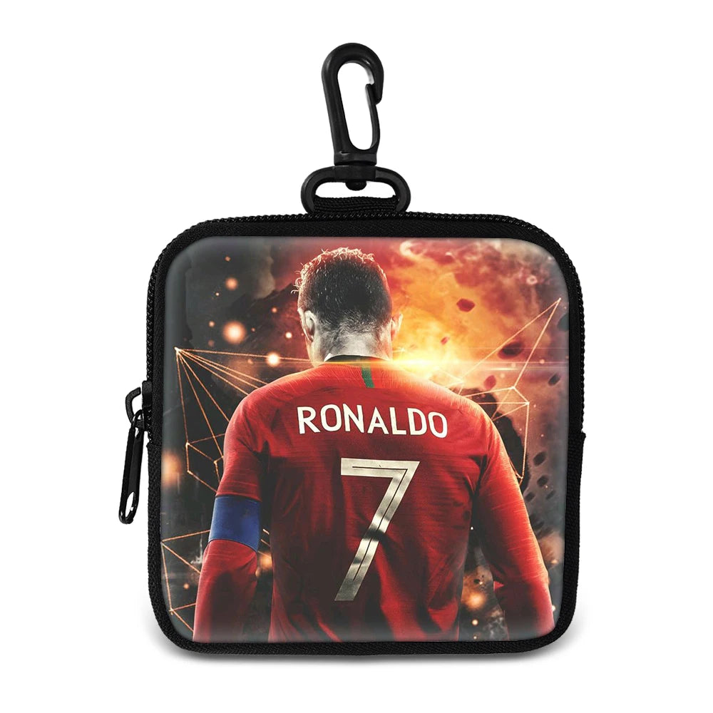 Ronaldo Money Coin Purse with Key Ring Pocket Purse mini headphone bag Football Star storage bag Credit Card Holoder Man Women