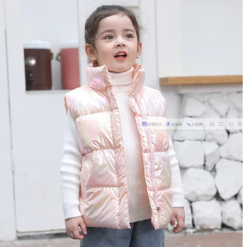 Kids Down Cotton Vest 2024 New Autumn Winter Girls Boys Fashion Warm Waistcoats No-wash Outerwear 3-10 Years Children Clothes