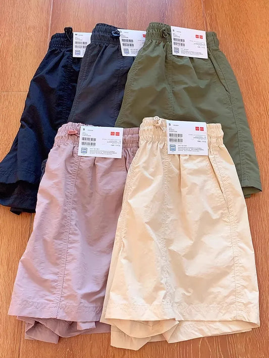 Summer New Women's Casual Thin Quick Dry Sport Shorts High Waist Wide Leg Pants High Waist Absorb Sweat Summer Fashion