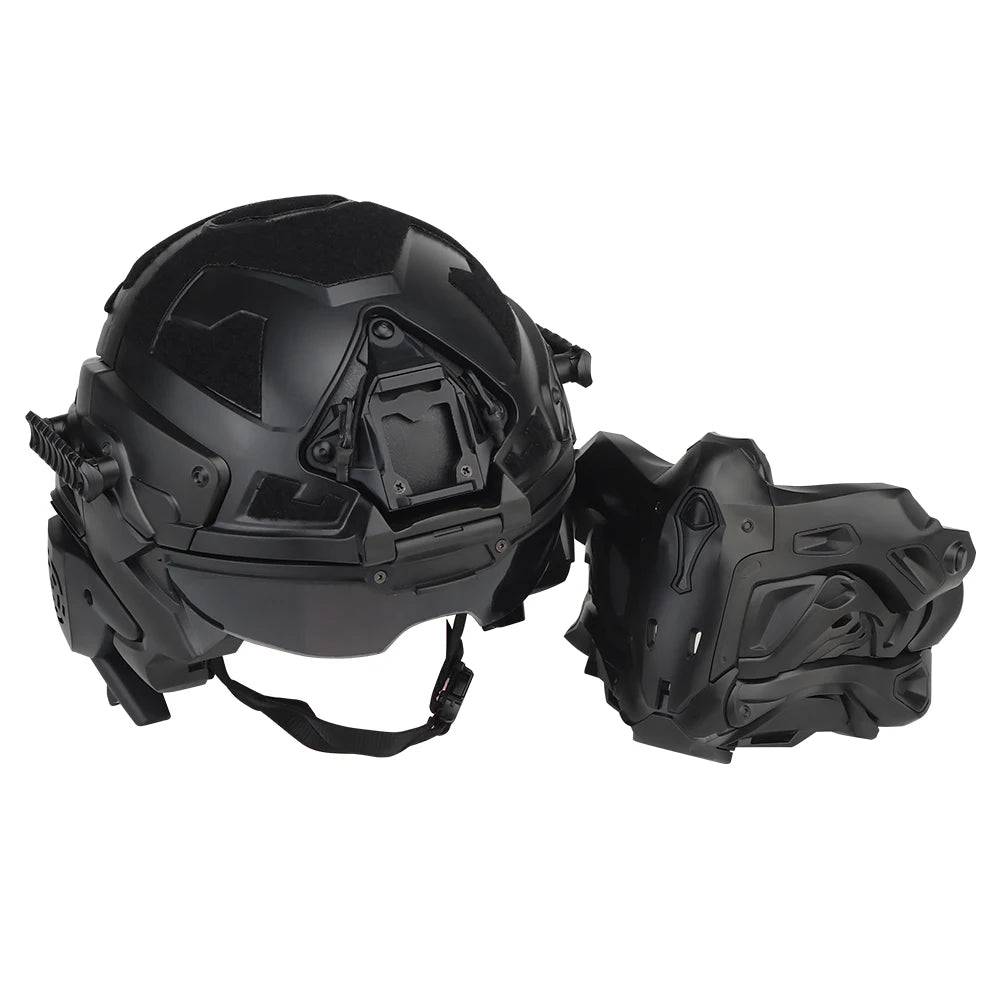 Militar Helmet FAST Helmet Built-in Communication Headset Anti-fog Fan W-Ronin Assault Helmet Detachable Mask Replacement Lens