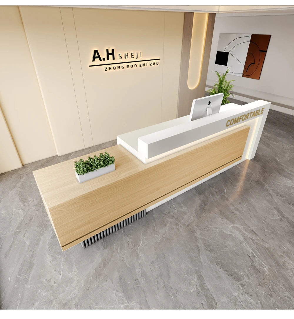 Luxury European Reception Desks Trendy Simple Unique Reception Desk Quality Elegant Comptoir Magasin Commercial Furniture