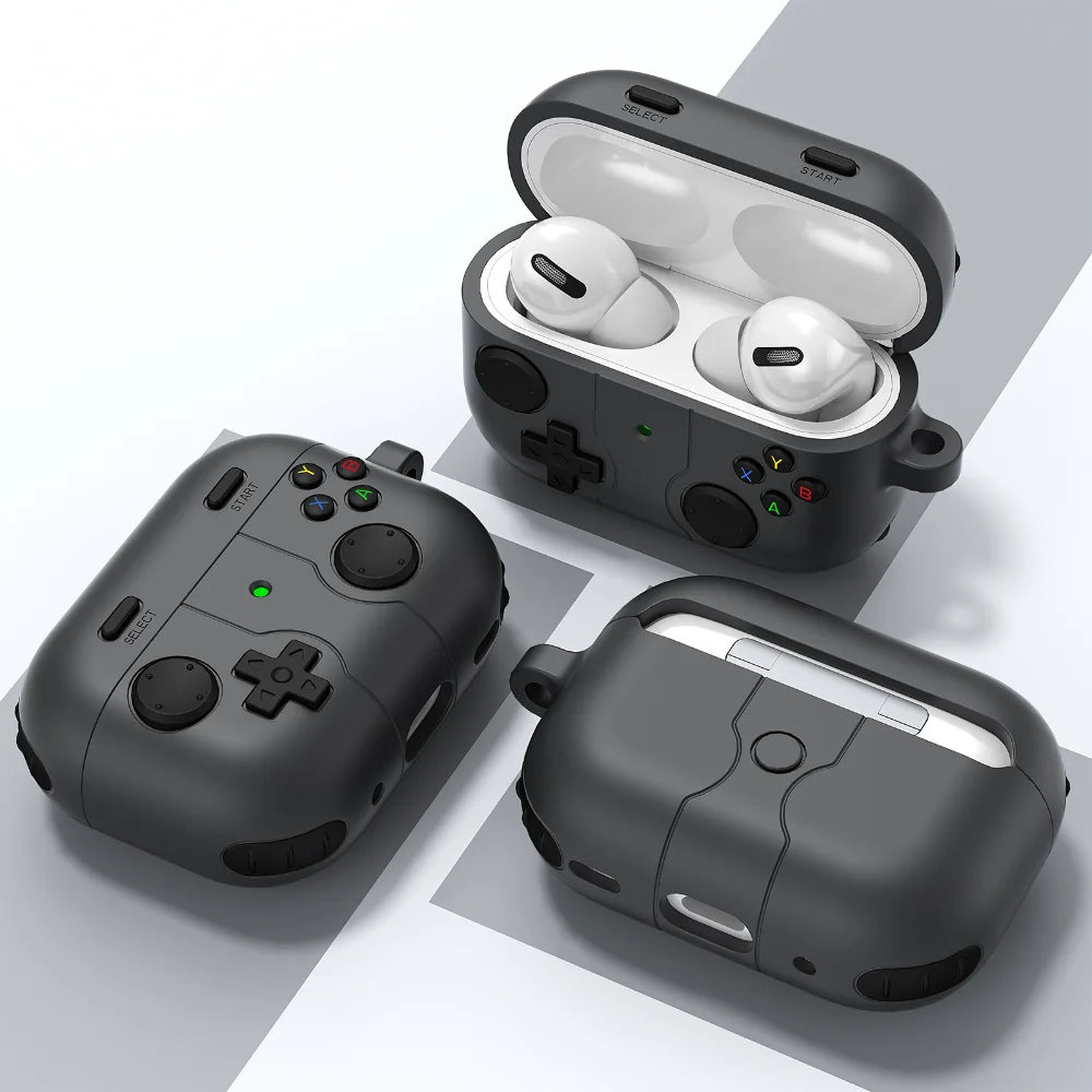3D Gamepad Silicone Case for AirPods 4 2024/Pro 2, Cute Cartoon Shockproof Cover with Carabiner, Wireless Charging