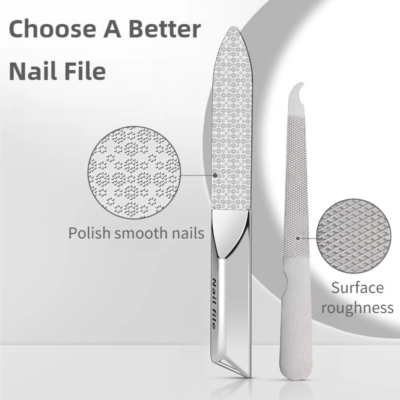 Stainless Steel Double Side Nail File Styling Accessories Polish Remover For Buffer Manicure Tools For Home And Travel