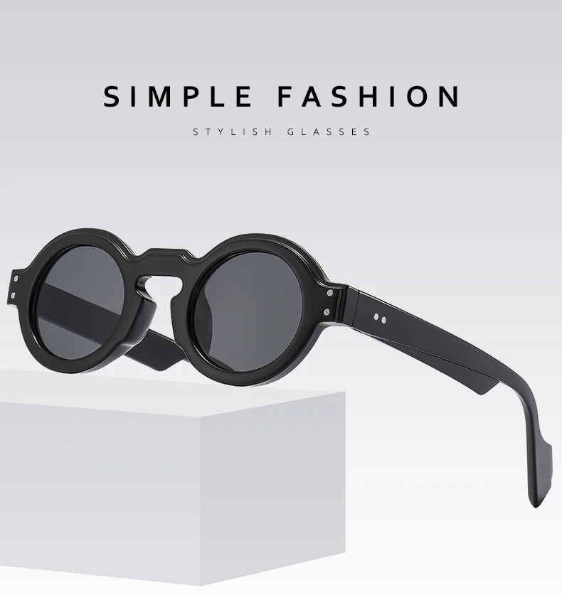 Round Sunglasses Women Men Punk Double Color Shades Retro Rivets Decoration Trending Sun Glasses Clear Lens Frame UV400
