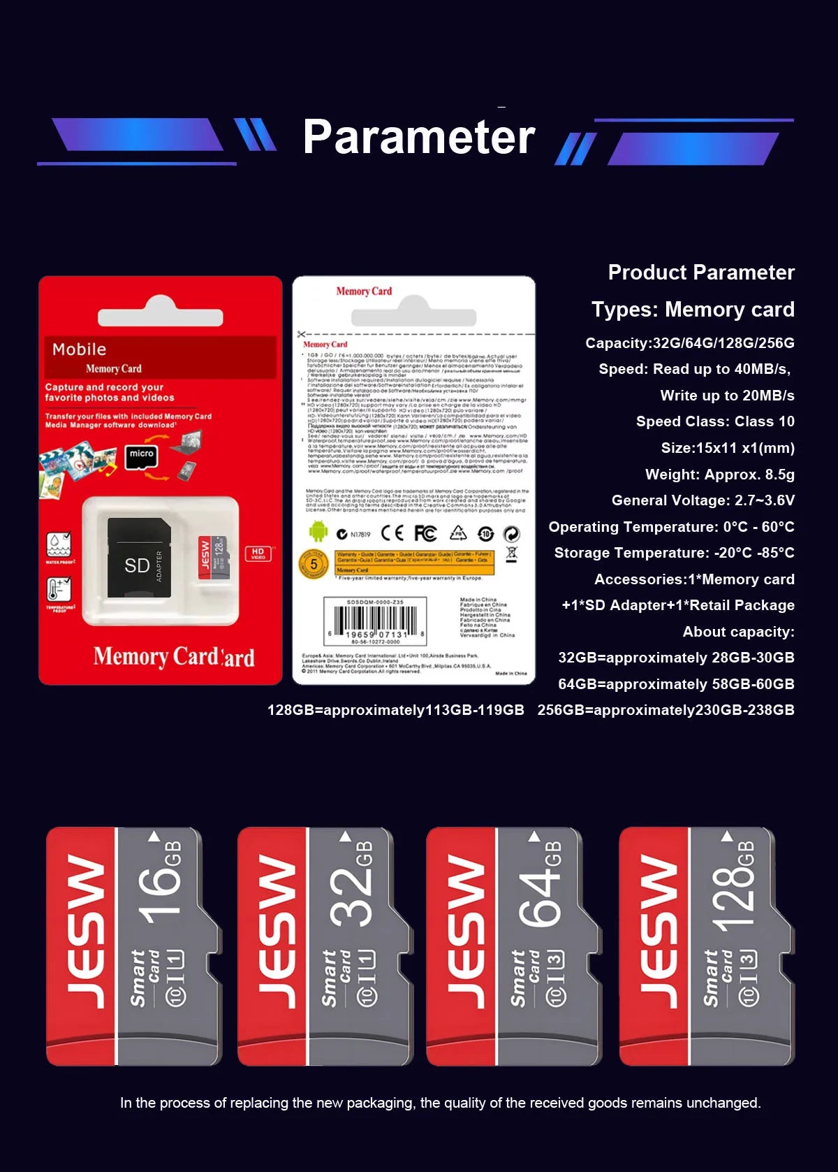 JESW Micro 128G Ultra Memory  SD Card TF Flash Card A1 V10 C10 U1 32GB 64G 16G 8G 4G Micro for Camera UAV Phone  Switch Table