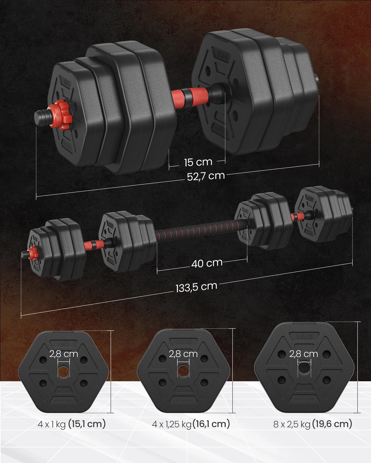 SONGMICS dumbbell set dumbbells Hexagon Short dumbbell set Workout Fitness Training Weightlifting