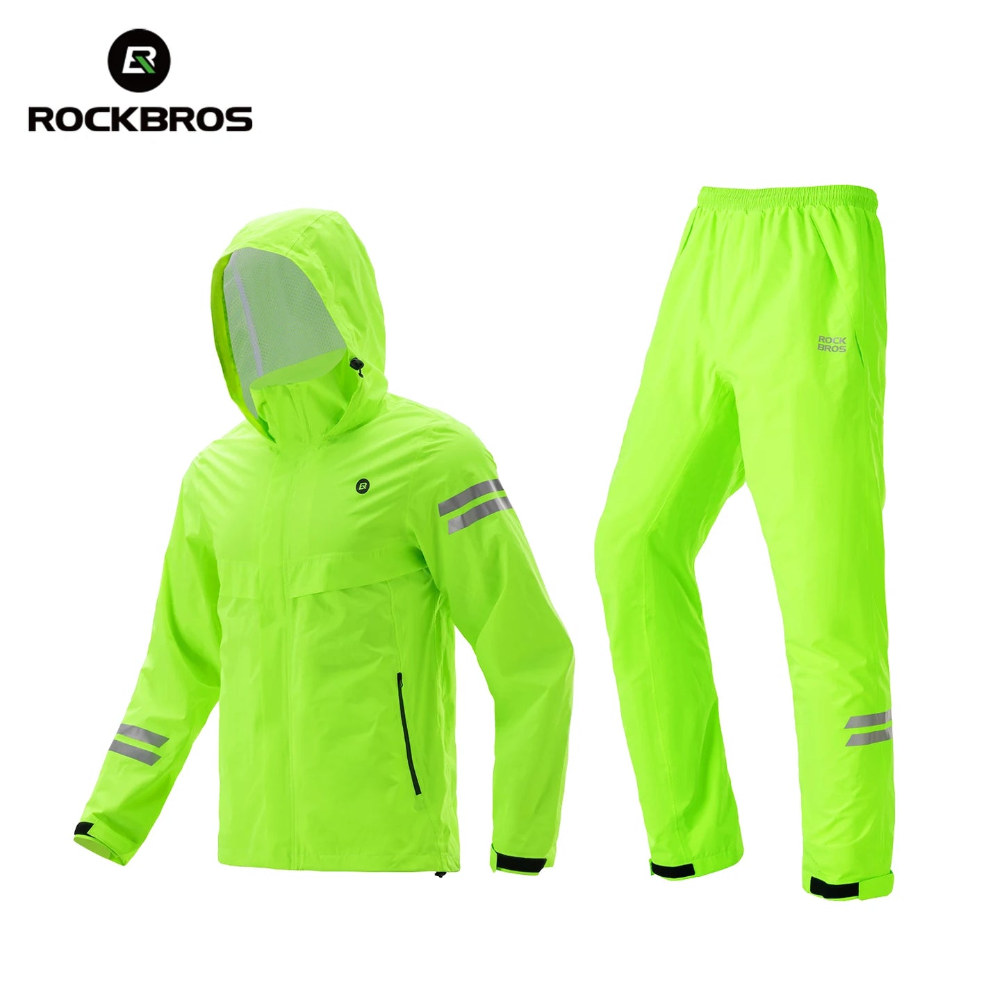 ROCKBROS Rainproof Cycling Suit Breathable Raincoat Hoodie Jacket Waterproof Pants Trousers Men Outdoor Sports Cycling Clothing