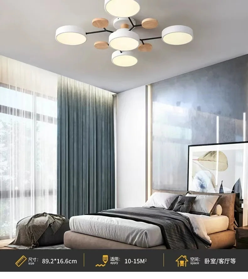 Retro Nordic Minimalist Four Head Six Head Restaurant Lighting Living Room Bedroom Lighting Room Ceiling Light Cross border