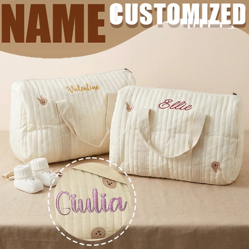 Personalized Small Bear & Bunny Diaper Bag Custom Embroidered Name Large Capacity Travel Mommy Bag Hospital Bag Baby Shower Gift