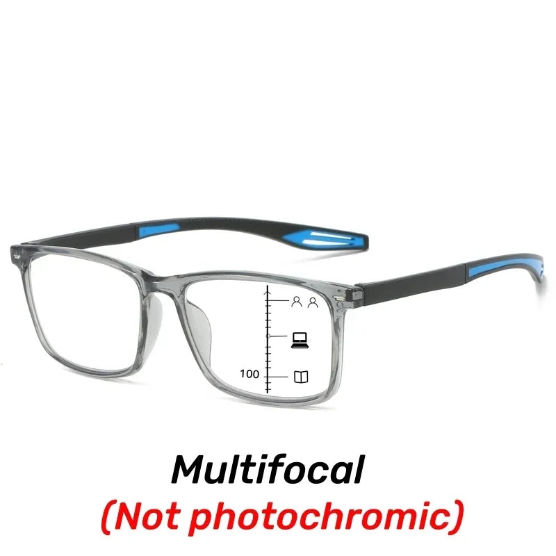 Color Changing Multifocal Presbyopia Glasses TR90 Sports Bifocal Near Far Sight Eyewear Finished Photochromic Reading Eyeglasses