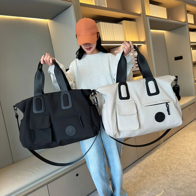 [Large Capacity Travel Tote] Large Capacity Travel Tote Bag, Lightweight Luggage Carry-on, Gym Bag with Shoulder Strap