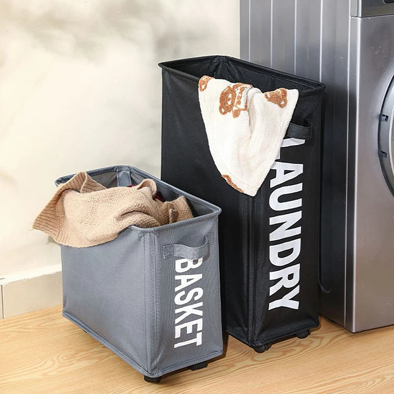 Multifunctional Foldable Waterproof Dirty Clothes Storage Bag Laundry Basket With Wheels Large Capacity Yoga Mat Storage Basket