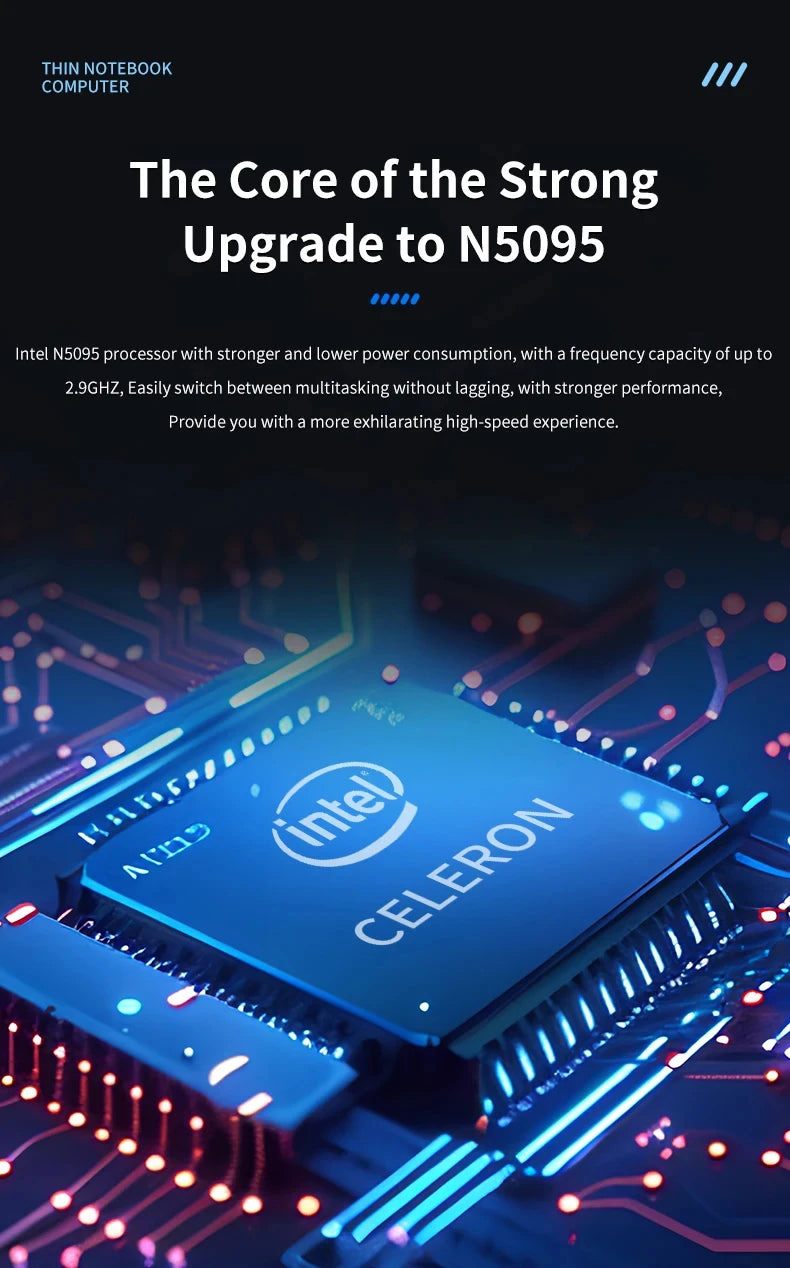 14.1 Inch Laptop Intel Notebook N5095 IPS 1920*1080 2*DDR4 32GB M.2 SSD PCIE WIFI5 BT4.2 Lightweight Business Computer Notebook