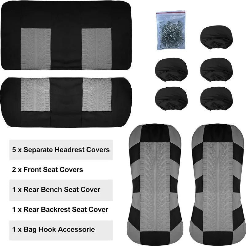 Car Seat Covers Full Set Front Split Rear Bench For Car Universal Cloth SUV Sedan Van Automotive Interior Covers Car Seat Cover