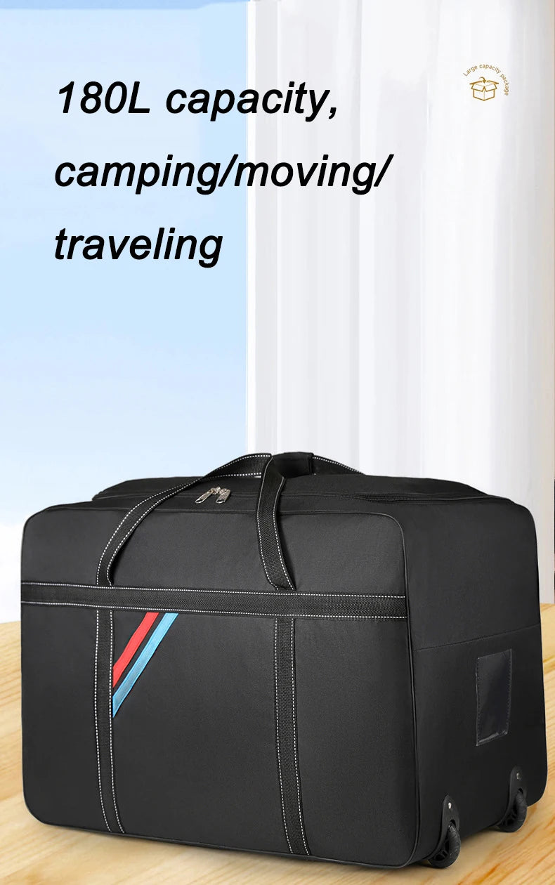 Large Capacity Trolley Bags with Wheels Foldable Luggage Wheeled Bag Travel Suitcase Waterproof Handbag Weekend Rolling Luggage