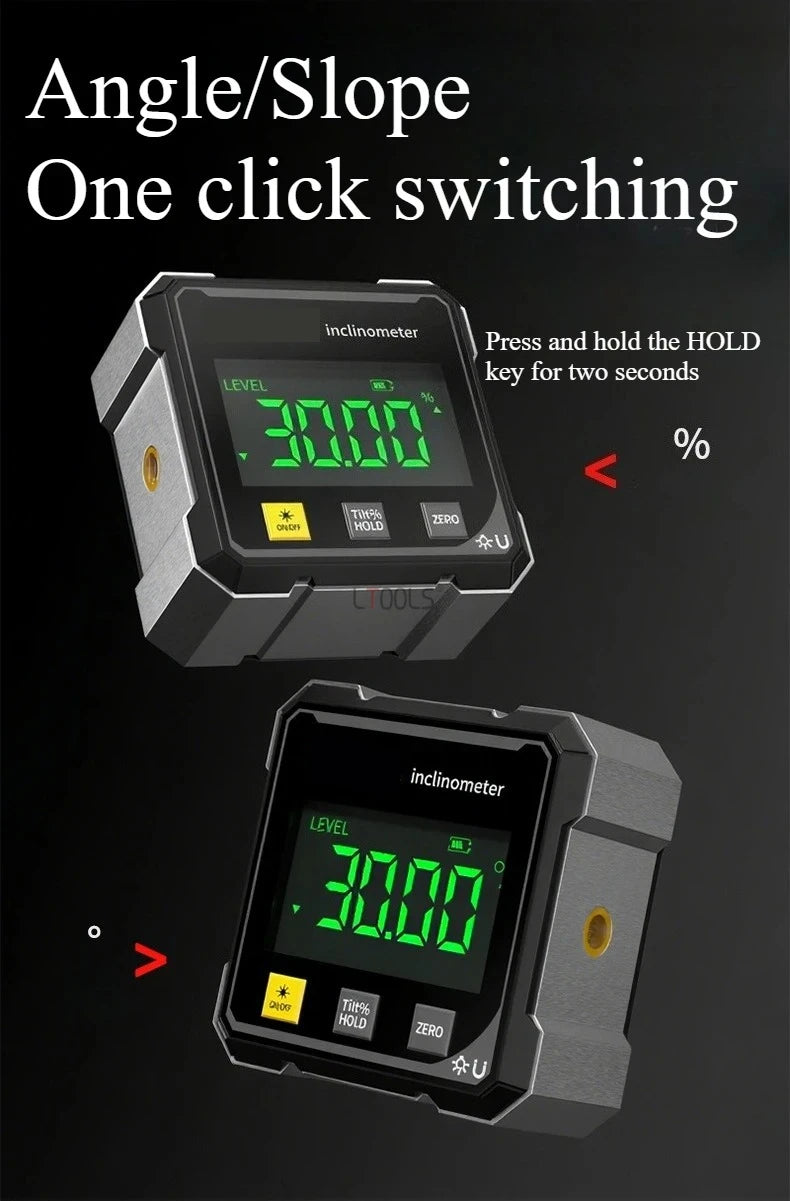 Woodworking Tools 4-sided Magnetic Dual Laser Inclinometer Digital Angle Measuring Instrument with Tilt Measurement Laser Level