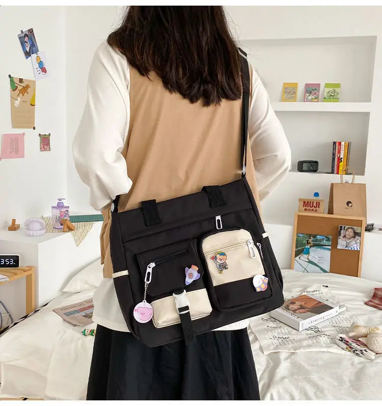 Canvas Handbags Messenger Bags for Women Waterproof Nylon Tote Shoulder Bag Oxford Ladies Handbag Crossbody Bag Girl Satchels