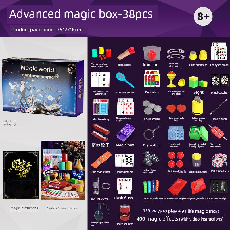 Children's Magic Props Toy Gift Box Close-Up Kindergarten Performance Set Magic Tricks Boy's Birthday Gift Shocking