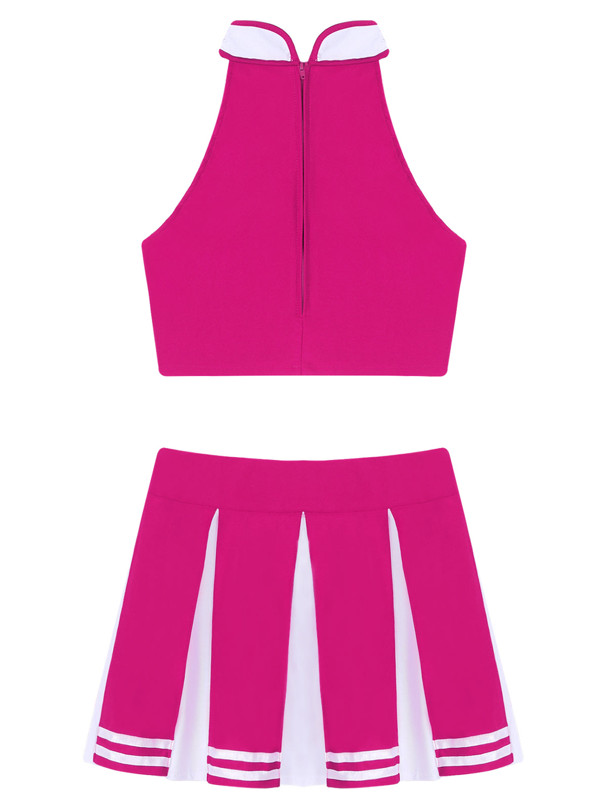 Women Cheerleading Cheerleader Costume Uniform School Girls Carnival Cosplay Outfits Stand Collar Crop Top with Mini Skirt