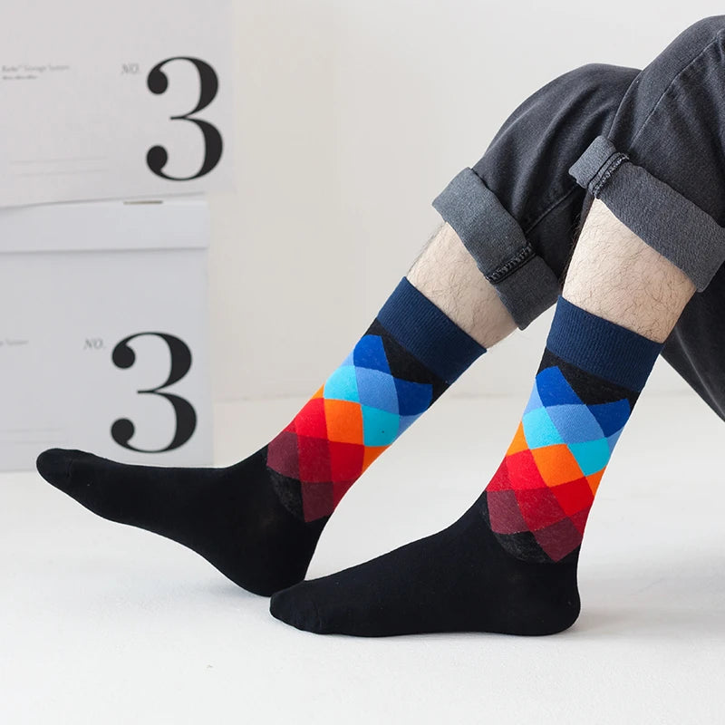 Classic Male Happy Cotton Casual Crew Socks Breathable Color Compression Funny Sox Business Dress High Quality  Socks for Men
