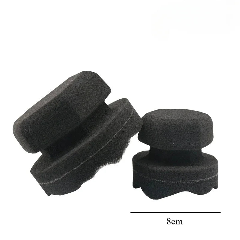 Car Tire Waxing Sponge Car Wax Applicator Pad with Lid Curved Shaped Easy Waxing Tire Sponge Tire Cleaning Tools Detailing Brush