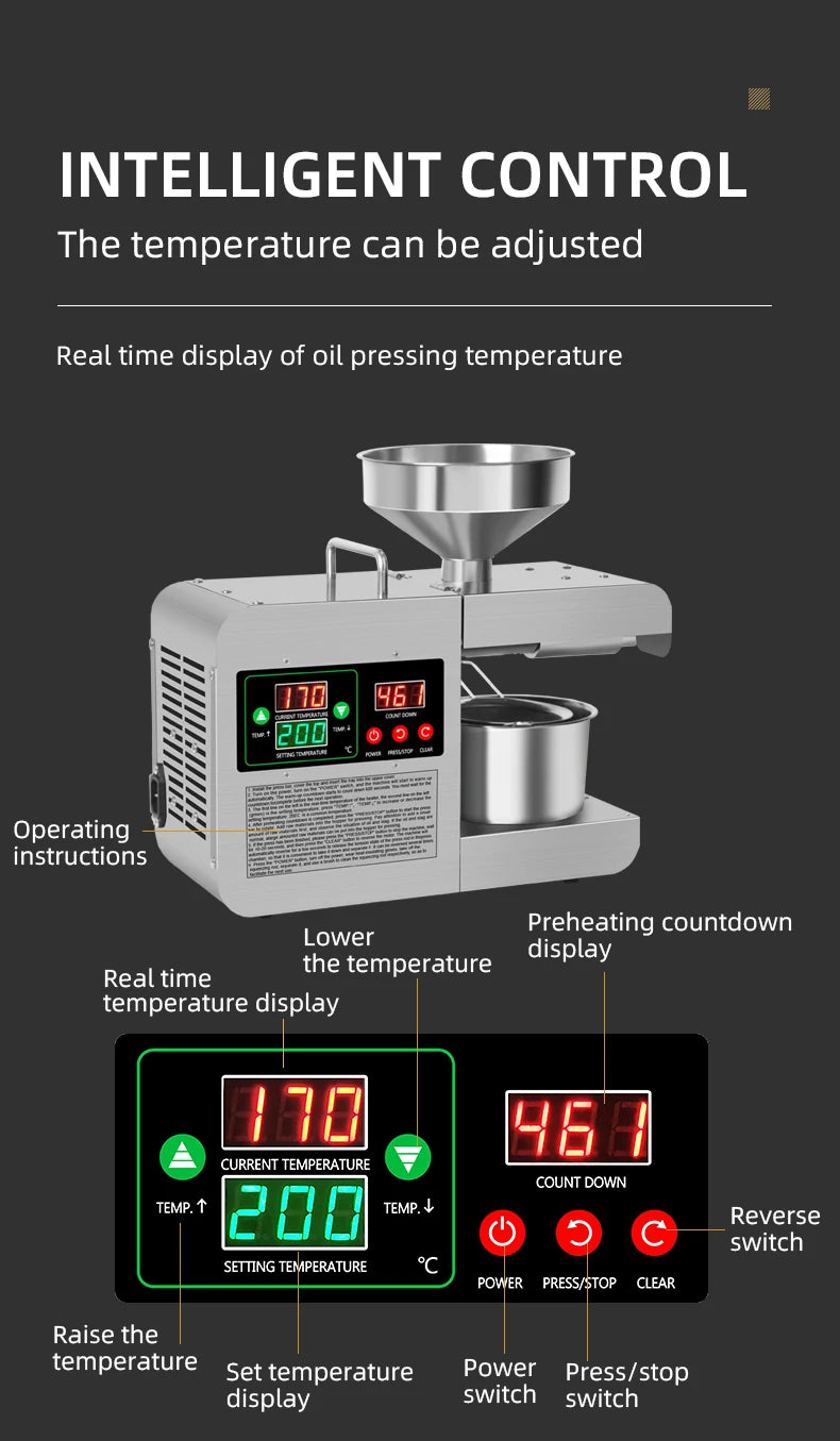 DIVEDEER Oil Press Home Automatic Multifunctional Commercial Oil Dreg Peanut New Oil Machine Intelligent Oil Press Machine X8S