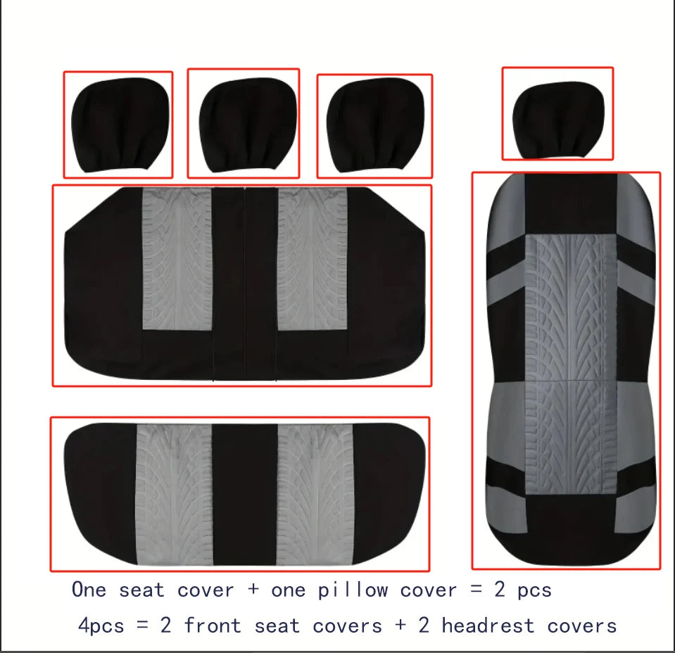 Car Seat Covers Full Set Front Split Rear Bench For Car Universal Cloth SUV Sedan Van Automotive Interior Covers Car Seat Cover