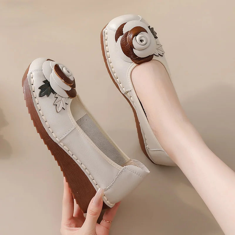 2025 New real leather ballet flats mixed colors moccasins women's slip on shoes luxury patchwork flats lady driving loafer woman