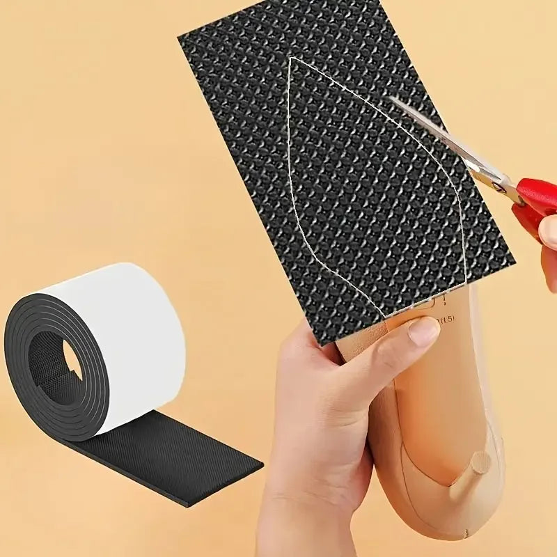 Shoe Sole Grips, 1 Roll Anti-Slip & Wear-Resistant Pads for Heels & Sneakers. Noise-Free, Textured Black Surface