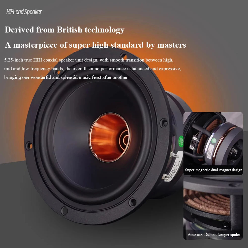 CX50 Fever Hi-Fi Level 525-inch Coaxial Passive Speaker 2-Way 120W Output Power Home Wooden Lossless Passive Bookshelf Speaker