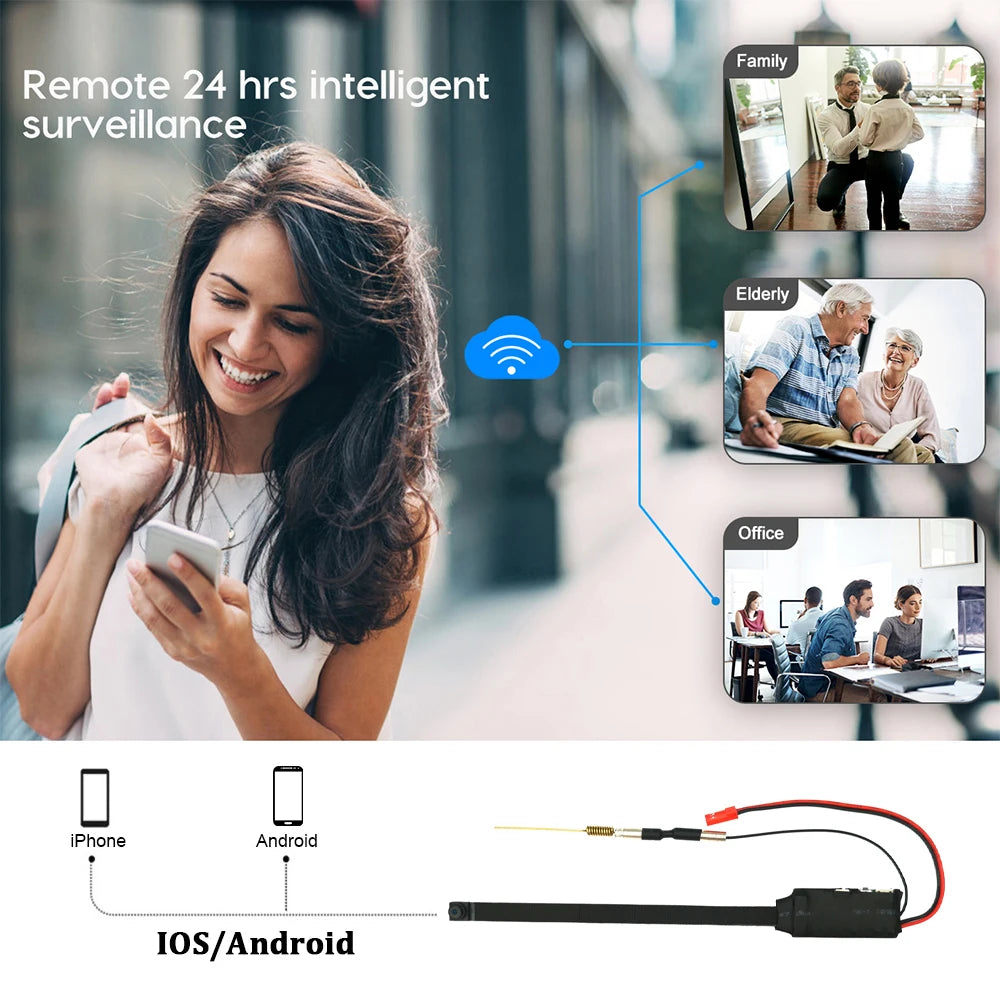 128GB WiFi Mini Camera 1080P Diy Module Nanny Video Recorder Home Security Camera Micro Camcorde Suitable for Home/Office Use