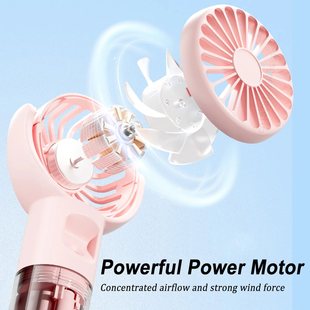 Portable Water Mist Fan Mini Handheld Fan USB Charging 4 Speeds Hanging Neck Spray Fans Portable Personal Hand Held Small Fan