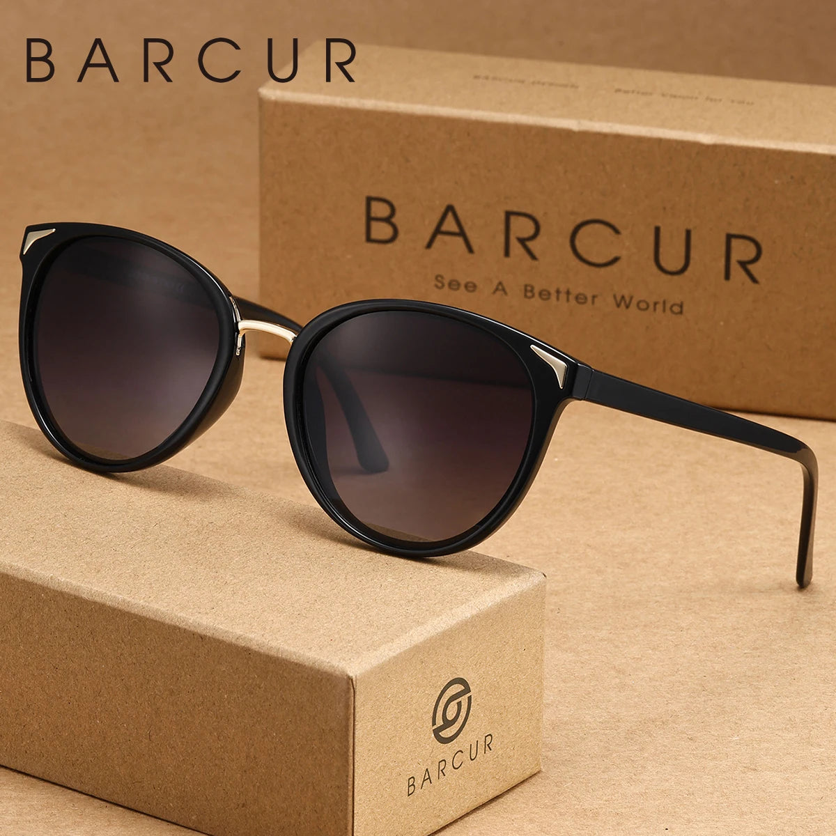 BARCUR 1pcs Women Sunglasses Optional Color Round Lens Lightweight Comfort Driving Casual Commute UV400 Polarized Sunglasses