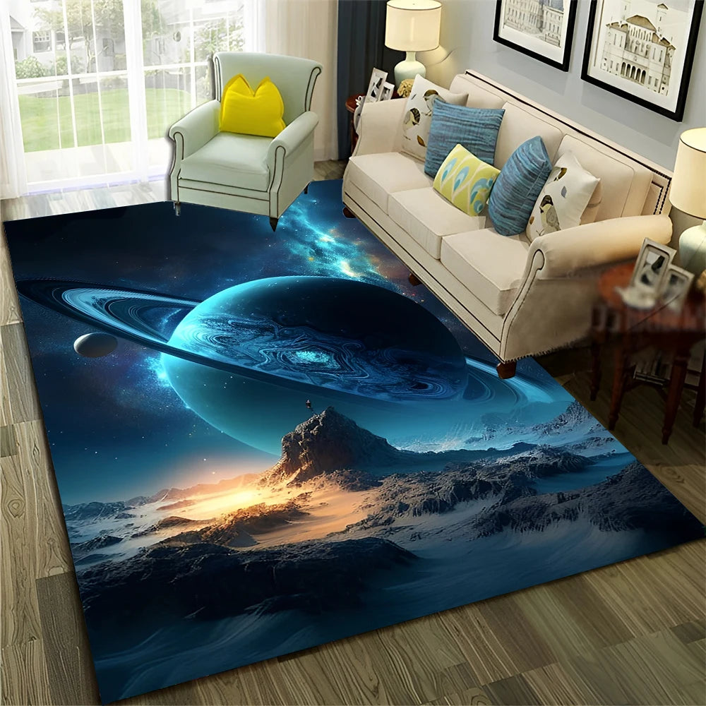 Galaxy Planet Star 3D Universe Space Carpet Rug for Home Living Room Bedroom Sofa Doormat Decor,Kid Area Rug Non-slip Floor Mat