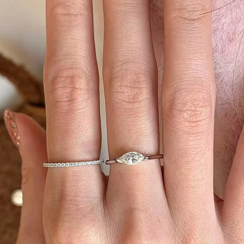 EWYA 1CT Marquise Cut Moissanite Solitaire Ring For Women 925 Silver GRA Certified Diamond Wedding Band Party Bridal Rings Gift