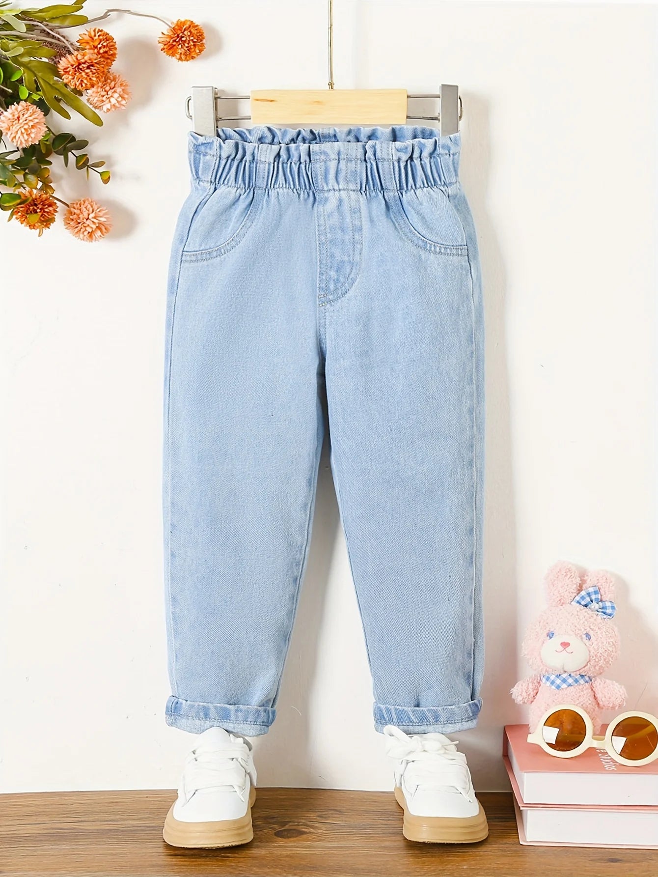 Girl Jeans Directional Development Girls Tapered Jeans Fashionable Loose Casual Style Spring and Summer Clothing
