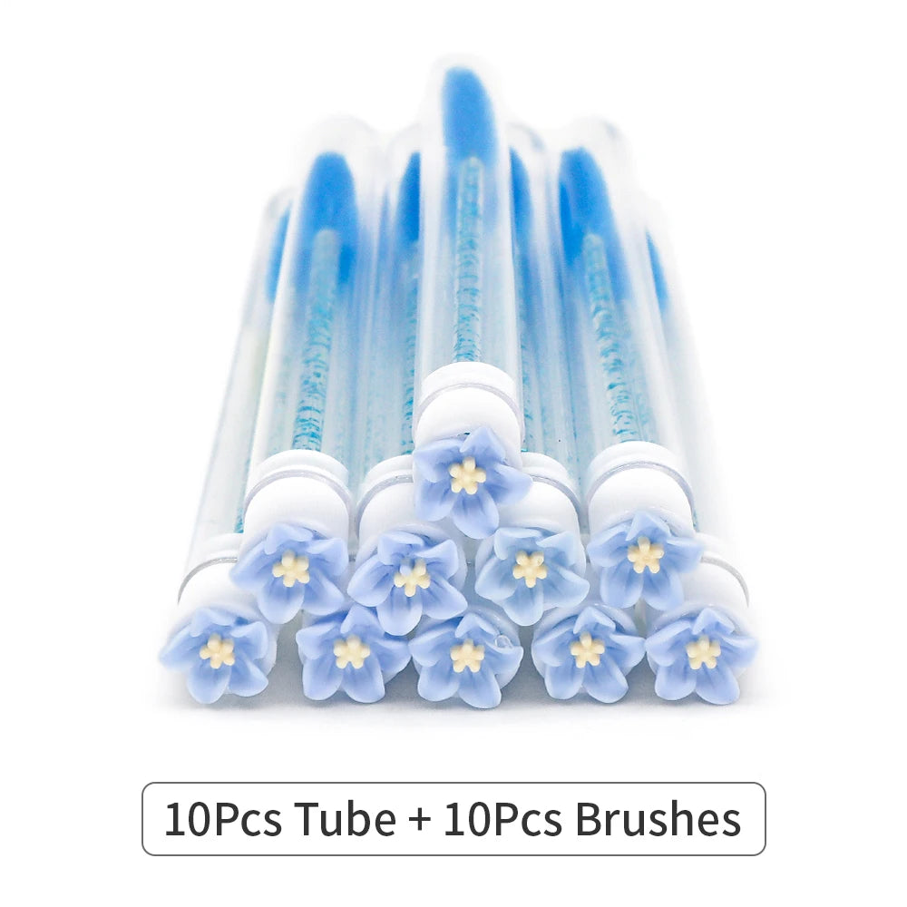 10/50Pcs Eyelash Brush Tubes With Crystal Lash Mascara Wands Eyebrow Comb Spoolies Container Lash Brush Applicators Makeup Tools