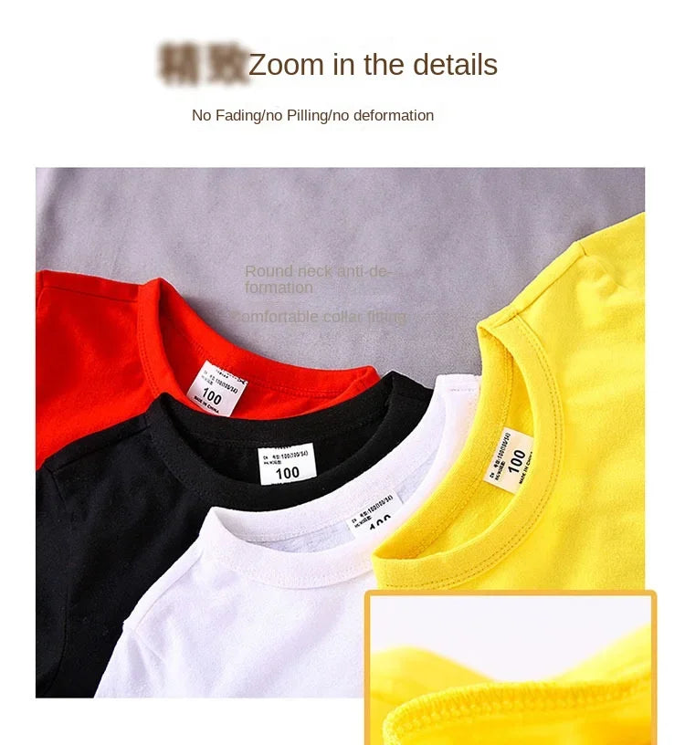 Autumn Spring Cotton Children T-shirt  Boys Girls Tees Long Sleeve White Shirt Kids Tops Baby Clothes Solid Black Blue Yellow