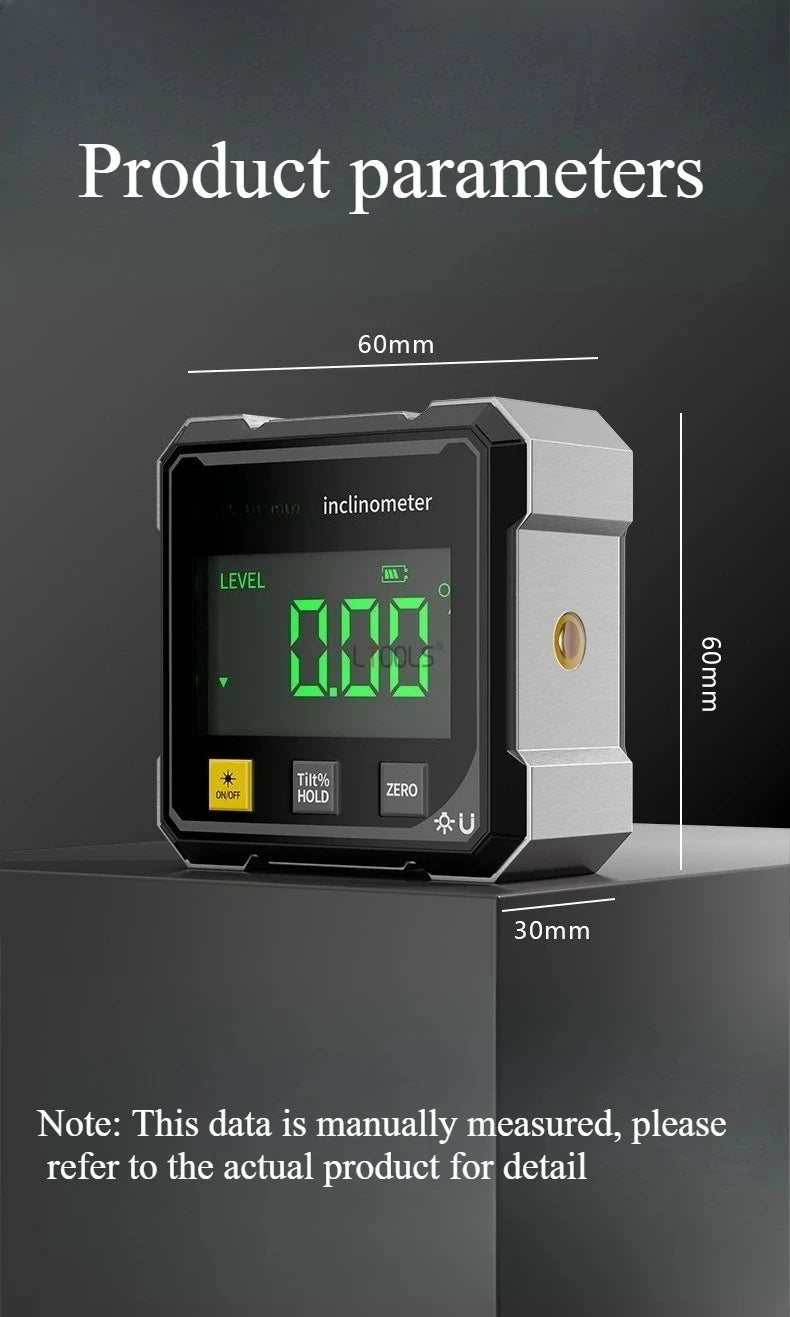 Woodworking Tools 4-sided Magnetic Dual Laser Inclinometer Digital Angle Measuring Instrument with Tilt Measurement Laser Level