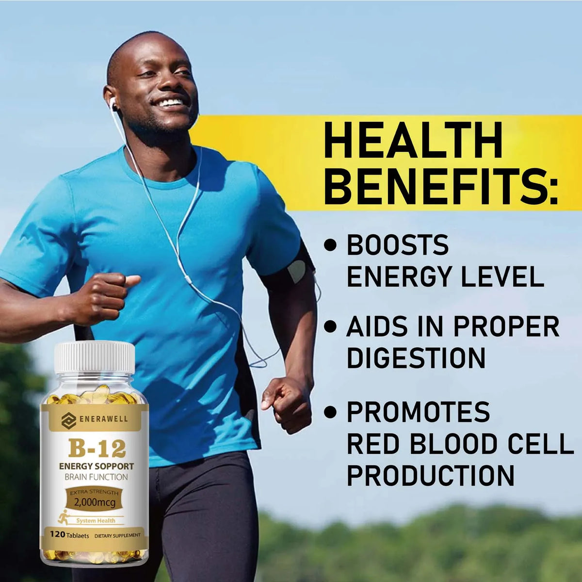 Vitamin B12 Capsules - Methylcobalamin Supplement for Mind, Energy, Brain, Mood, Heart Support 120 Capsules