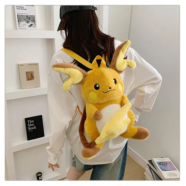 Japanese Style Plush Shoulder Bag Raichu Pikachu Eevee Psyduck Gengar Design Crossbody Backpack for Student Daily Outfit Gift